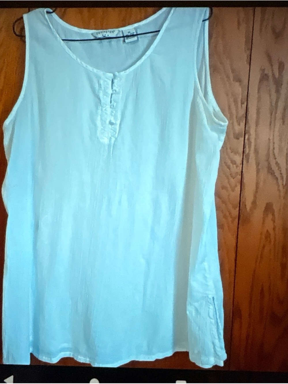 Covington Pale Blue Sleeveless Henley Tunic